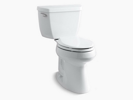 Kohler K-3713-0; Highline (R); Classic Comfort Height (R) two-piece elongated 1.28 gpf toilet with Class Five (R); flush technology and left-hand trip lever; in White