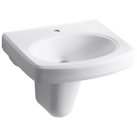 Kohler K-2035-4-K4; Pinoir (R); wall-mount lavatory with 4"""" centers; in Cashmere; Discontinued Product