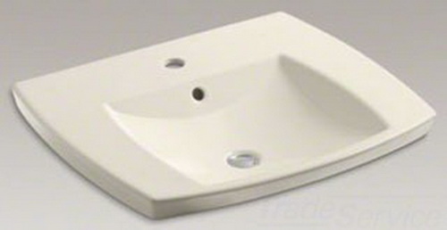 Kohler K-2381-1-47; Kelston (TM) self-rimming lavatory with single-hole faucet drilling; in Almond; Discontinued Product