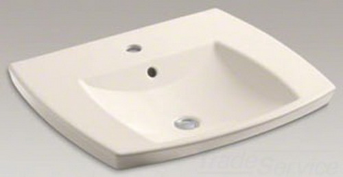 Kohler K-2381-1-55; Kelston (TM) self-rimming lavatory with single-hole faucet drilling; in Innocent Blush; Discontinued Product