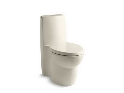 Kohler K-3564-47; Saile (R) elongated one-piece toilet with dual flush technology and Saile Quiet-Close (TM) toilet seat with Quick-Release (TM) functionality; in Almond; Discontinued Product
