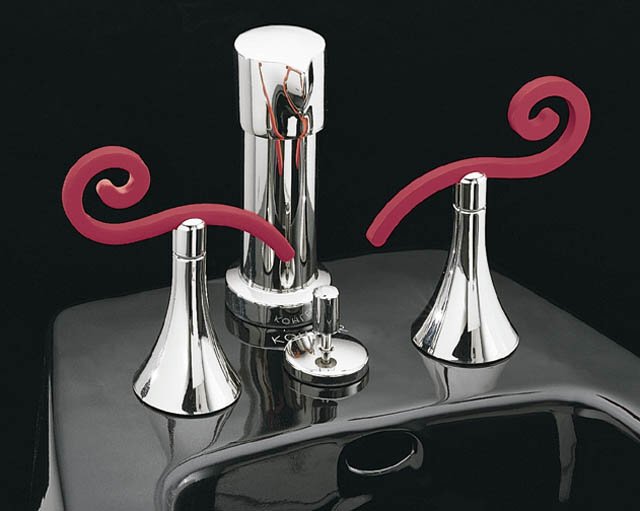 Kohler K-616-4S Finial Art Bidet Faucet with Scroll Handles