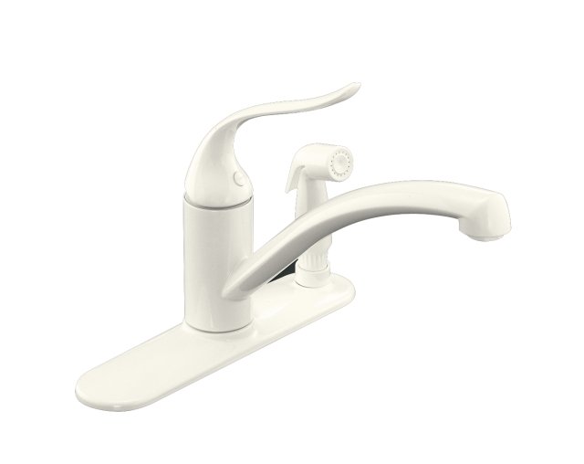Kohler K-15073-P Coralais(R) Decorator kitchen sink faucet with escutcheon matching finish sidespray through escutcheon and lever handle