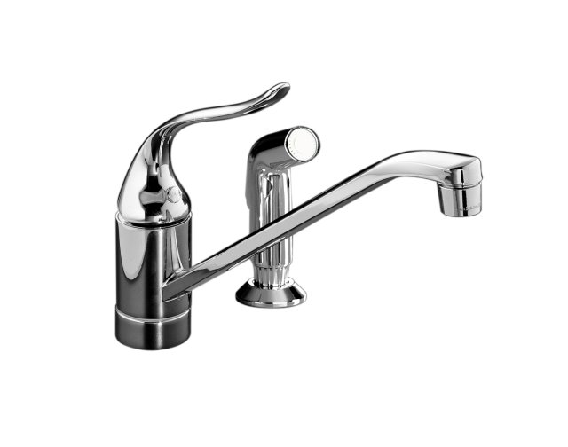 Kohler K-15176-F Coralais(R) single-control kitchen sink faucet with 8-1/2"" spout color-matched sprayhead and lever handle less escutcheon