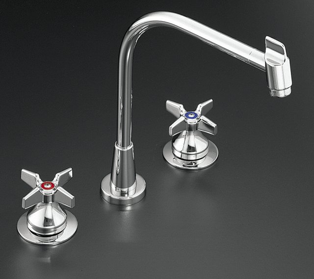 Kohler K-7776-K-CP; Triton (R) kitchen sink faucet with Multi-Swivel (TM) swing spout requires handles; in Polished Chrome; Discontinued Product