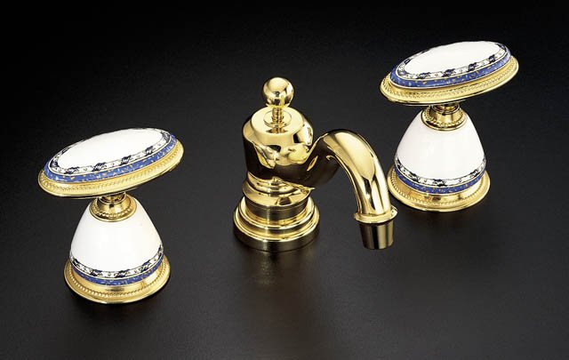 Kohler K-258-RT Antique(TM) Russian Teacup(TM) ceramic handle insets and skirts for bidet and lavatory faucets