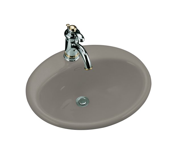 Kohler K-2905-1L Farmington(TM) self-rimming lavatory with single-hole faucet drilling and soap/lotion dispenser drilling on left