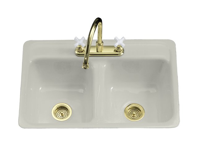 Kohler K-5950-3 Delafield(TM) tile-in/metal frame kitchen sink with three-hole faucet drilling