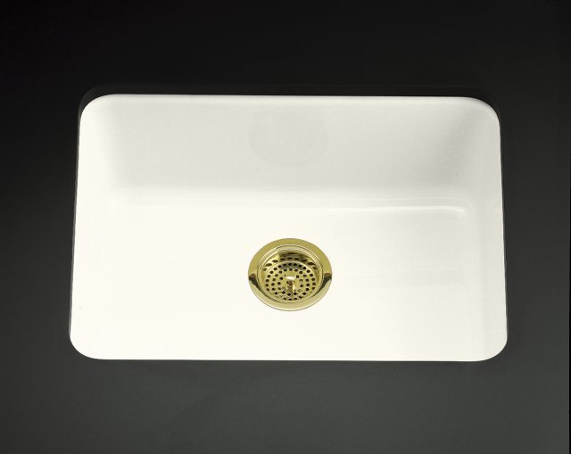 Kohler K-6585-96; Iron/Tones (R) self-rimming (24-1/4" x 18-3/4") or undercounter (21-1/4" x 15-3/4") kitchen sink; in Biscuit