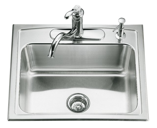 Kohler K-3348-3 Toccata(TM) single-basin self-rimming kitchen sink with three-hole faucet punching