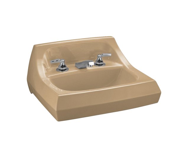 Kohler K-2005-L Kingston(TM) wall-mount lavatory with 4"" centers and left-hand soap/lotion dispenser hole drilling