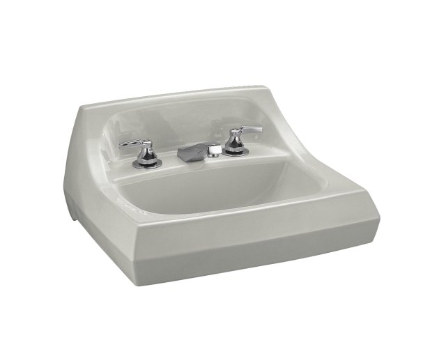 Kohler K-2005-R Kingston(TM) wall-mount lavatory with 4"" centers and right-hand soap/lotion dispenser hole drilling