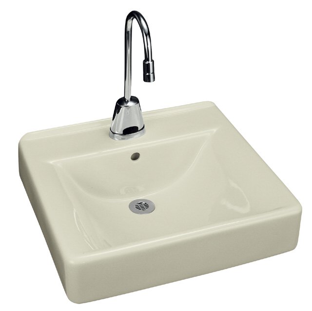 Kohler K-2084-L Soho(R) wall-mount lavatory with single-hole faucet drilling and left-hand soap/lotion dispenser drilling