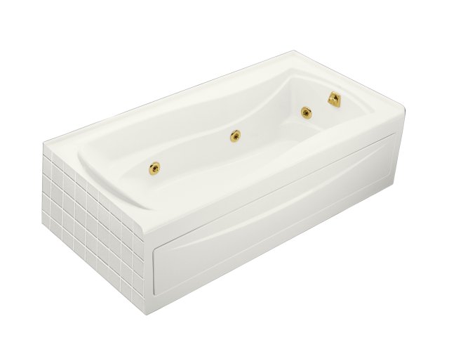 Kohler K-1257-RA-0; Mariposa (R) 6' whirlpool with integral apron flange and right-hand drain; in White