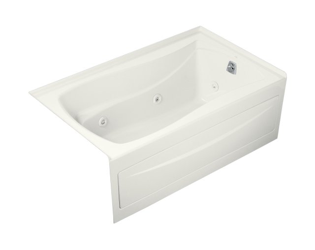 Kohler K-1239-RA-0; Mariposa (R) 5' whirlpool with integral apron flange and right-hand drain; in White
