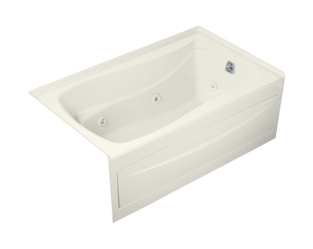 Kohler K-1239-RA-96; Mariposa (R) 5' whirlpool with integral apron flange and right-hand drain; in Biscuit