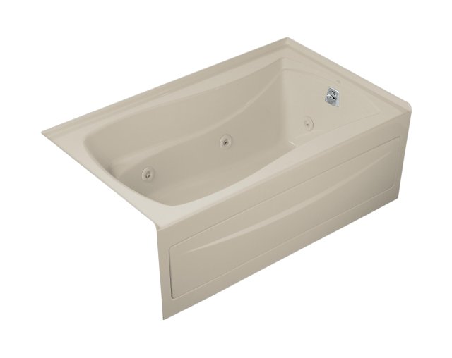 Kohler K-1239-RA-G9; Mariposa (R) 5' whirlpool with integral apron flange and right-hand drain; in Sandbar; Discontinued Product