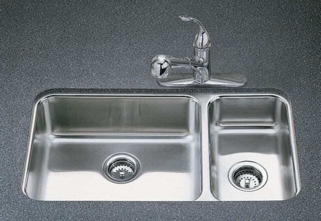 Kohler K-3352 Undertone(R) high/low undercounter kitchen sink with squared basin style