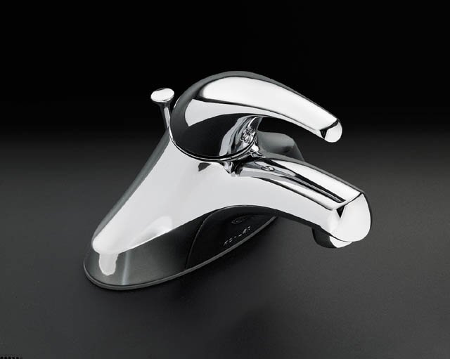 Kohler K-P15182-PD Coralais(R) single-control centerset lavatory faucet with lever handle and ground joints plastic drain