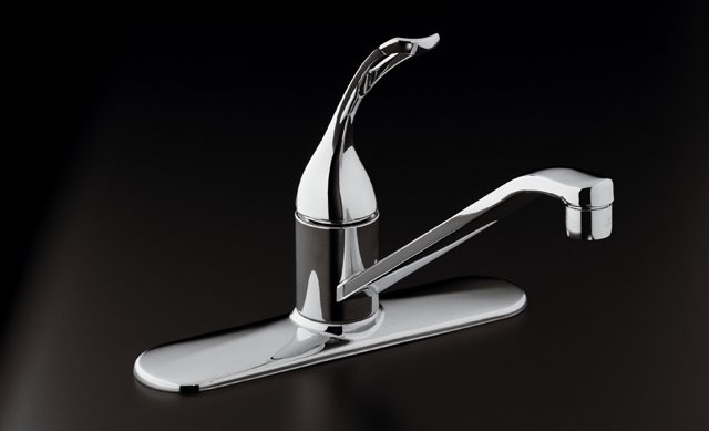 Kohler K-P15172-FT Coralais(R) single-control kitchen faucet with escutcheon sidespray and 10"" swing spout