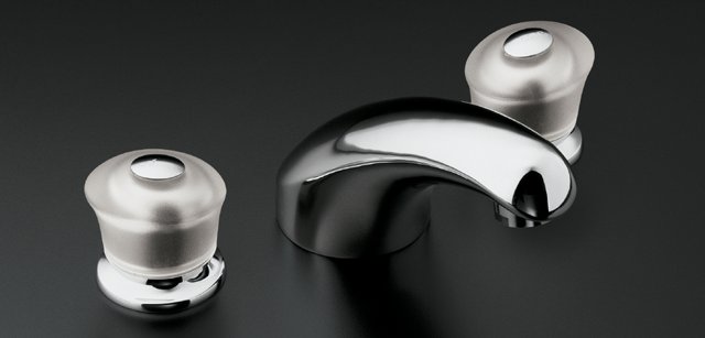 Kohler K-P15294-7-CP; Coralais (R) bath-mount high-flow bath faucet trim with sculptured acrylic handles; in Polished Chrome; Discontinued Product