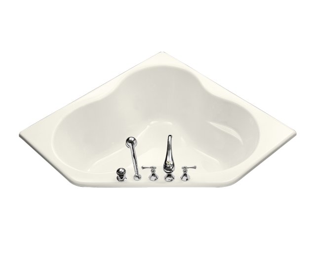 Kohler K-1155-F-96; 5454 Corner bath with flange; in Biscuit