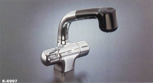 Kohler K-6997 Epicure Two Handle Sink Faucet with Pullout Spray