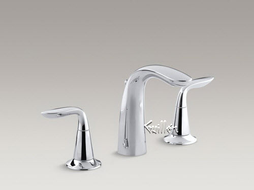 Kohler K-5317-4-CP; Refinia (R); widespread bathroom sink faucet with lever handles; in Polished Chrome