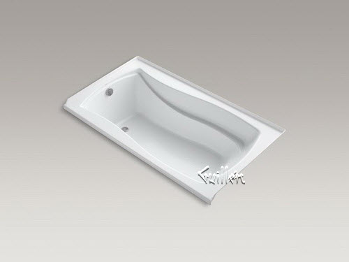 Kohler K-1224-VBLW; Mariposa (R); 66"" x 36"" alcove VibrAcoustic (R); bath with Bask (TM); heated surface tile flange and left-hand drain repair replacement technical part breakdown