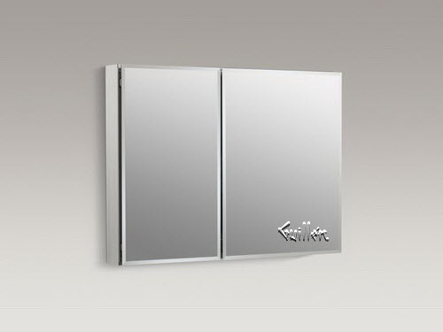 Kohler K-99042; 35"" W x 26"" H aluminum two-door medicine cabinet with square mirrored doors repair replacement technical part breakdown