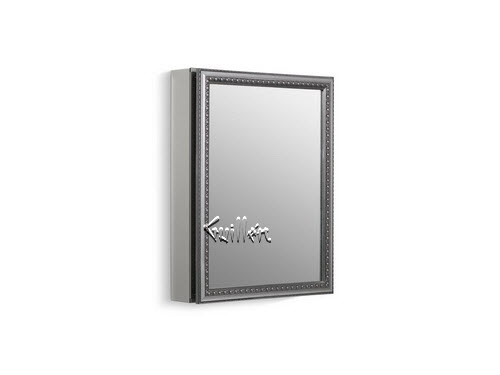 Kohler K-CB-CLW2026SS; ; 20" w x 26" h aluminum single-door medicine cabinet with decorative silver framed mirrored door; in Not Applicable