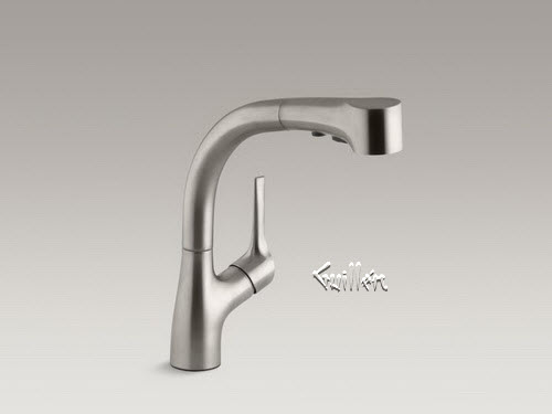 Kohler K-13963-VS; Elate (TM); pullout kitchen faucet; in Vibrant Stainless; Discontinued Product