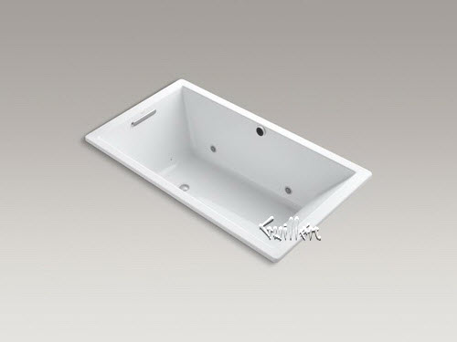 Kohler K-1173-GCW; Underscore (R); 66"" x 36"" drop-in BubbleMassage (TM) Air Bath with Bask (TM); heated suface chromatherapy and reversible drain repair replacement technical part breakdown