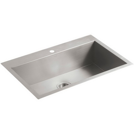 Kohler K-3821-1; Vault (TM); 33"" x 22"" x 9-5/16"" top-mount/under-mount large single-bowl kitchen sink with single faucet hole repair replacement technical part breakdown