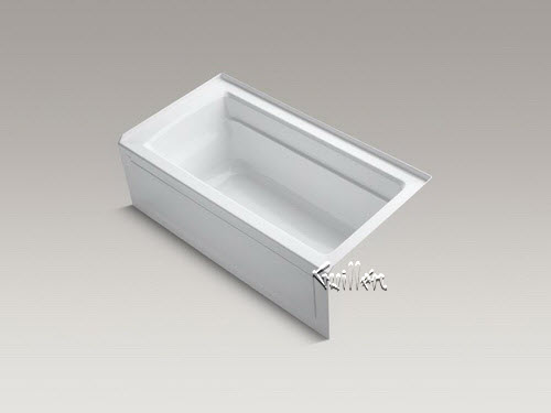 Kohler K-1122-VBRAW; Archer (R); 60"" x 32"" alcove VibrAcoustic (R); bath with Bask (TM); heated surface tile flange and right-hand drain repair replacement technical part breakdown
