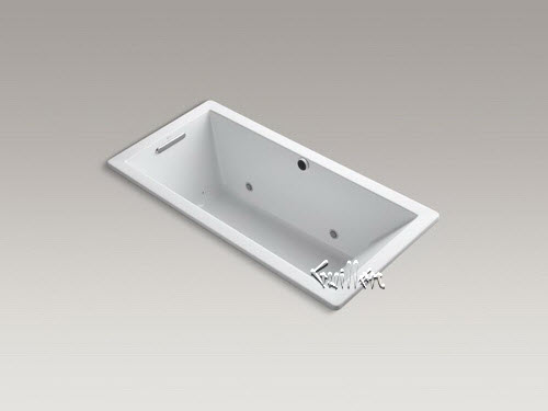 Kohler K-1822-GCW; Underscore (R); BubbleMassage (TM) 66"" x 32"" drop-in bath with reversible drain Bask (TM); heated surface and chromatherapy repair replacement technical part breakdown