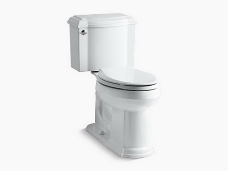 Kohler K-3837; Devonshire (R); Comfort Height (R) two-piece elongated 1.28 gpf toilet with AquaPiston (R); flush technology and left-hand trip lever repair replacement technical part breakdown