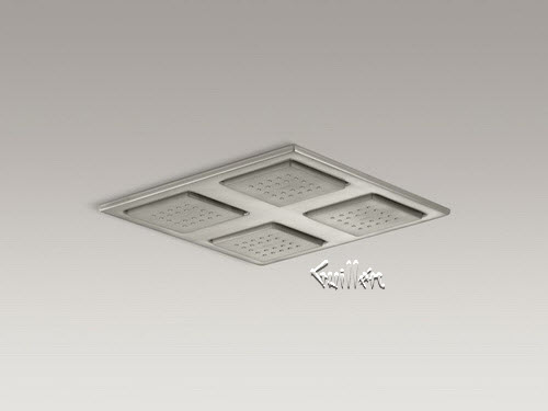 Kohler K-98740; WaterTile (R) ; Rain overhead showering panel with four 22-nozzle sprayheads repair replacement technical part breakdown