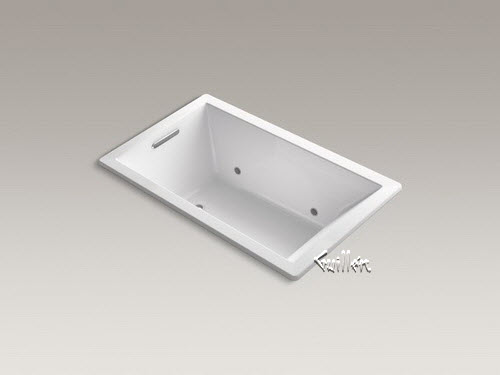 Kohler K-1849-GCW; Underscore (R); BubbleMassage (TM) Air Bath 60"" x 36"" drop-in bath with reversible drain and Bask (TM); heated surface repair replacement technical part breakdown