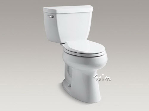 Kohler K-3658; Highline (R); Classic Comfort Height (R) two-piece elongated 1.28 gpf toilet with Class Five (R); flush technology and left-hand trip lever repair replacement technical part breakdown