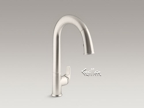 Kohler K-72218-VS; Sensate (TM); touchless kitchen faucet with 15-1/2"" pull-down spout DockNetik (R); magnetic docking system and a 2-function sprayhead featuring the new Sweep (TM) spray; in Vibrant Stainless