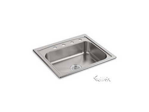 Kohler K-4011-4; Toccata (TM); 25"" x 22"" x 6"" top-mount single-bowl kitchen sink repair replacement technical part breakdown