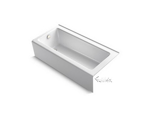 Kohler K-859-GBN; Bellwether (R); 66"" x 32"" alcove BubbleMassage (TM) Air Bath with integral apron Vibrant Brush Nickel airjet trim left-hand drain with heater repair replacement technical part breakdown
