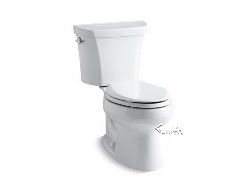 Kohler K-3988; Wellworth (R); two-piece elongated dual-flush toilet with left-hand trip lever repair replacement technical part breakdown