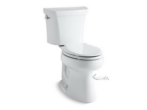 Kohler K-3989; Highline (R); Comfort Height (R) two-piece elongated dual-flush toilet with Class Five (R); flush technology and left-hand trip lever repair replacement technical part breakdown