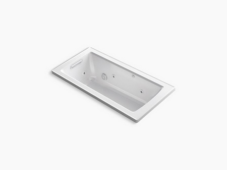 Kohler K-1947-VBW; Archer (R); VibrAcoustic (R); 60"" x 30"" drop-in bath with Bask (TM); heated surface and reversible drain repair replacement technical part breakdown