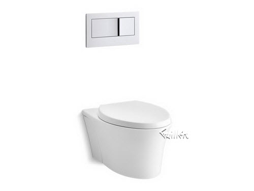 Kohler K-6303; Veil (TM); one-piece elongated dual-flush wall-hung toilet with Reveal (R); Quiet-Close (TM) seat and 2""x6"" in-wall tank and carrier system repair replacement technical part breakdown