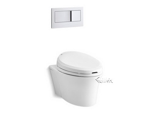 Kohler K-6304; Veil (TM); one-piece elongated dual-flush wall-hung toilet with C3 (R); bidet toilet seat and 2""x6"" in-wall tank and carrier system repair replacement technical part breakdown