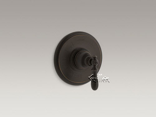 Kohler K-T72767-9M; Artifacts (R) ; Rite-Temp (R) pressure-balancing valve trim with swing lever handle repair replacement technical part breakdown