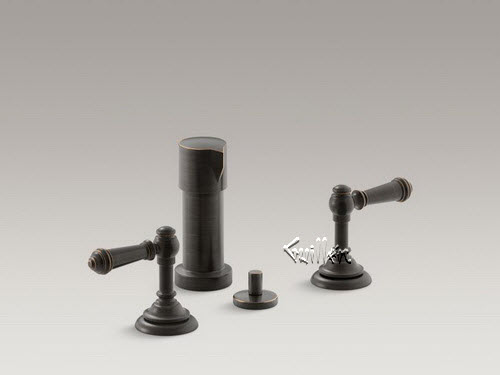 Kohler K-72765-4; Artifacts (R) ; widespread bidet faucet with lever handles repair replacement technical part breakdown